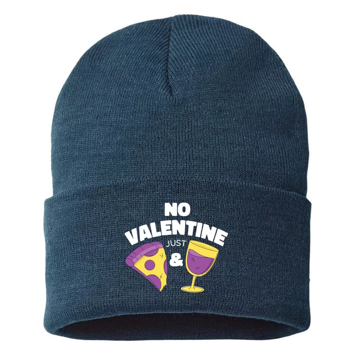 No Valentine Just Pizza And Wine Sustainable Knit Beanie