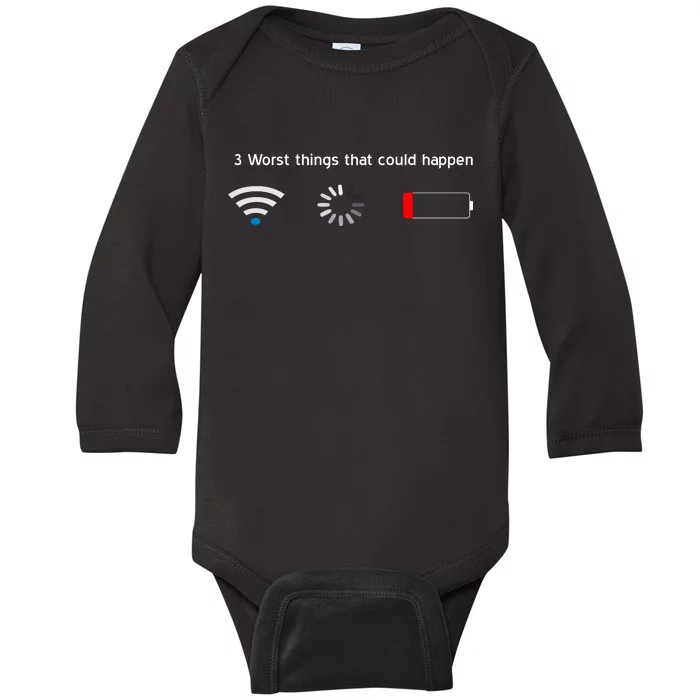 No WiFi No Battery Loading Geek Baby Long Sleeve Bodysuit