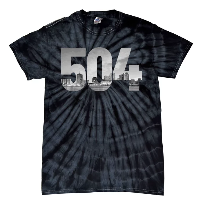 New Orleans 504 Area Code Skyline Louisiana Vintage Tie-Dye T-Shirt