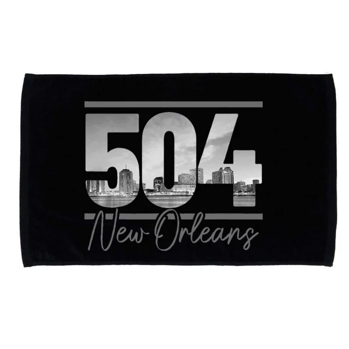 New Orleans 504 Area Code Skyline Louisiana Vintage Microfiber Hand Towel