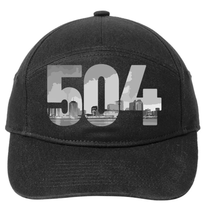 New Orleans 504 Area Code Skyline Louisiana Vintage 7-Panel Snapback Hat