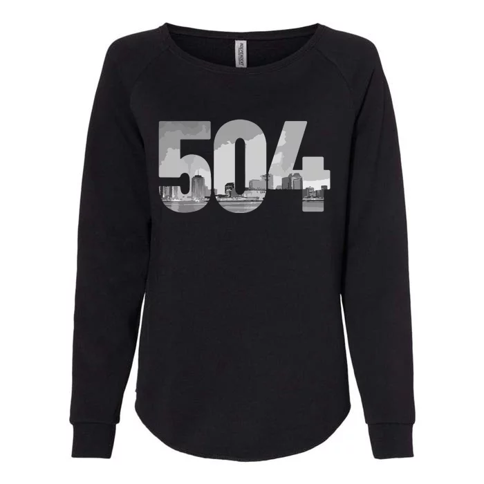 New Orleans 504 Area Code Skyline Louisiana Vintage Womens California Wash Sweatshirt