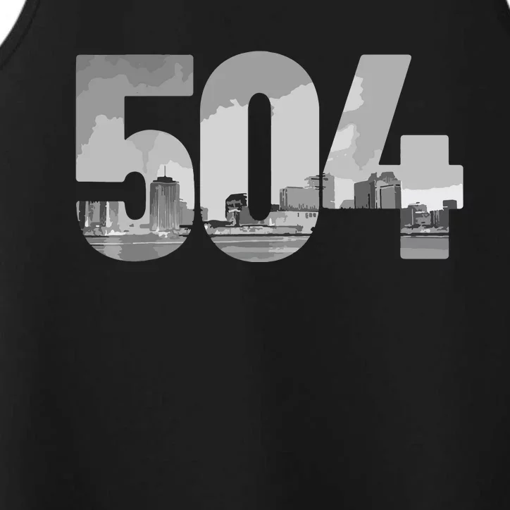 New Orleans 504 Area Code Skyline Louisiana Vintage Performance Tank