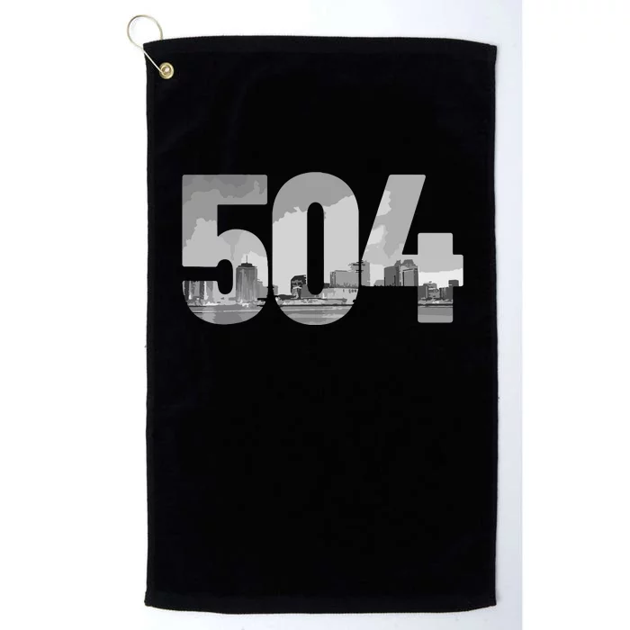 New Orleans 504 Area Code Skyline Louisiana Vintage Platinum Collection Golf Towel