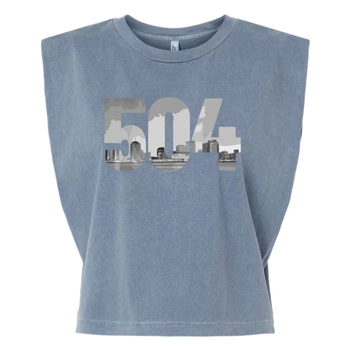 New Orleans 504 Area Code Skyline Louisiana Vintage Garment-Dyed Women's Muscle Tee