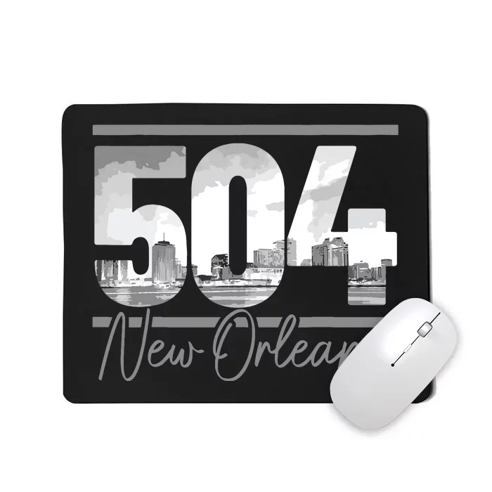 New Orleans 504 Area Code Skyline Louisiana Vintage Mousepad