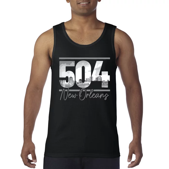 New Orleans 504 Area Code Skyline Louisiana Vintage Tank Top