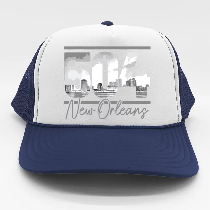 New Orleans 504 Area Code Skyline Louisiana Vintage Trucker Hat