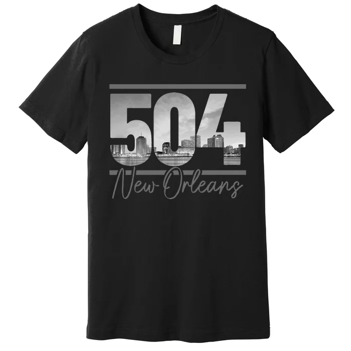 New Orleans 504 Area Code Skyline Louisiana Vintage Premium T-Shirt