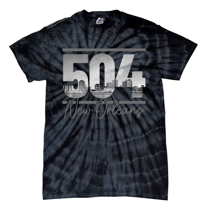 New Orleans 504 Area Code Skyline Louisiana Vintage Tie-Dye T-Shirt