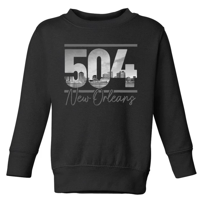 New Orleans 504 Area Code Skyline Louisiana Vintage Toddler Sweatshirt