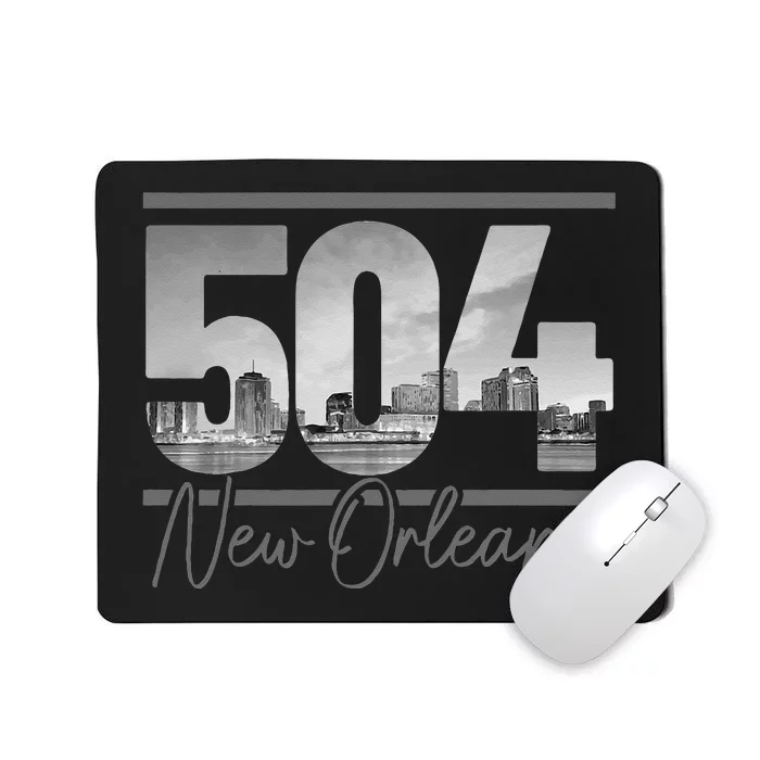 New Orleans 504 Area Code Skyline Louisiana Vintage Mousepad