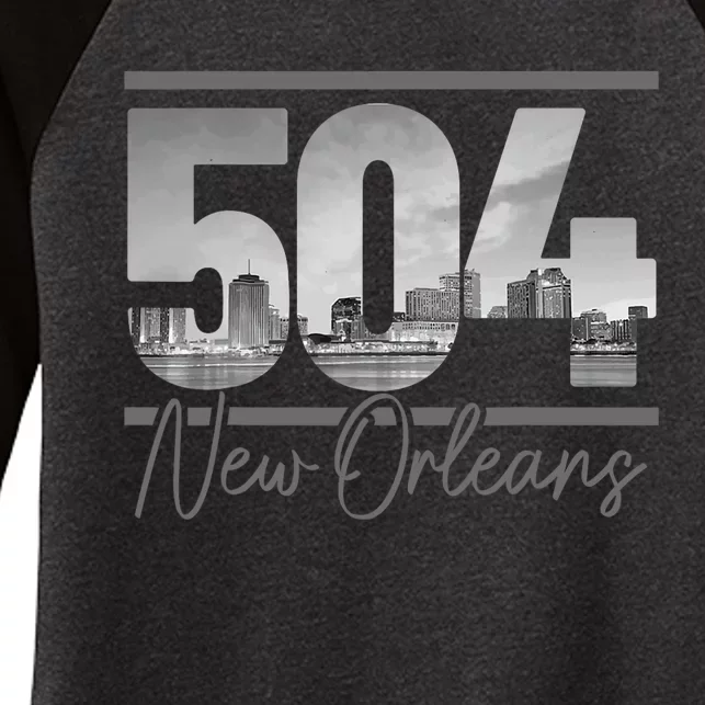 New Orleans 504 Area Code Skyline Louisiana Women's Tri-Blend 3/4-Sleeve Raglan Shirt