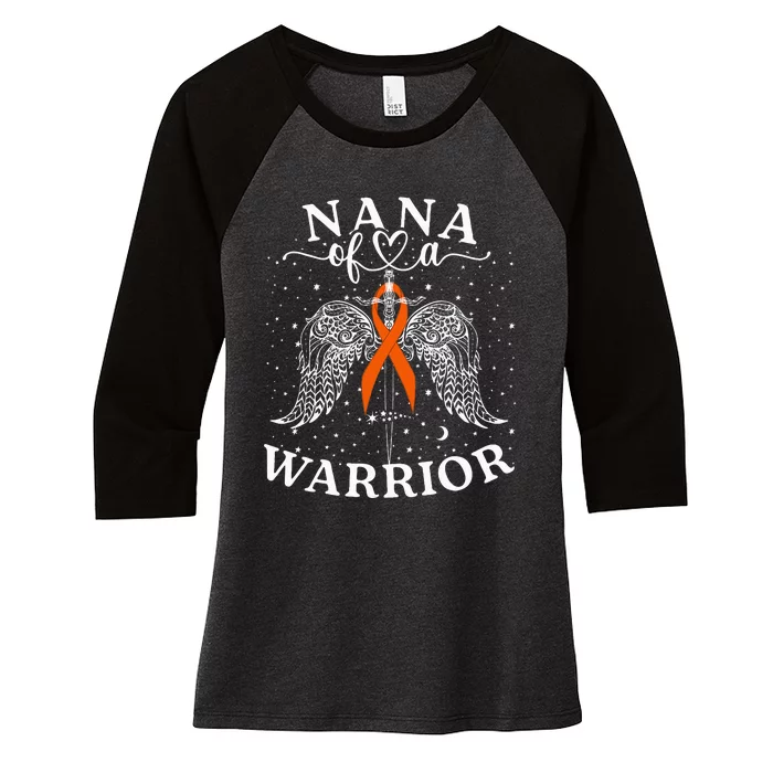 Nana Of A Warrior Leukemia Cancer Awareness Support Squad Women's Tri-Blend 3/4-Sleeve Raglan Shirt