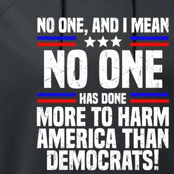 No One And I Mean No One Has Done More To Harm America Than Democrats Performance Fleece Hoodie