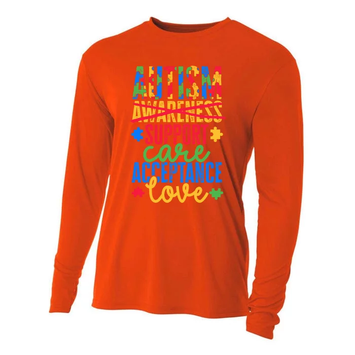 Not Only Autism Awareness But Support Care Acceptance Love Gift Cooling Performance Long Sleeve Crew