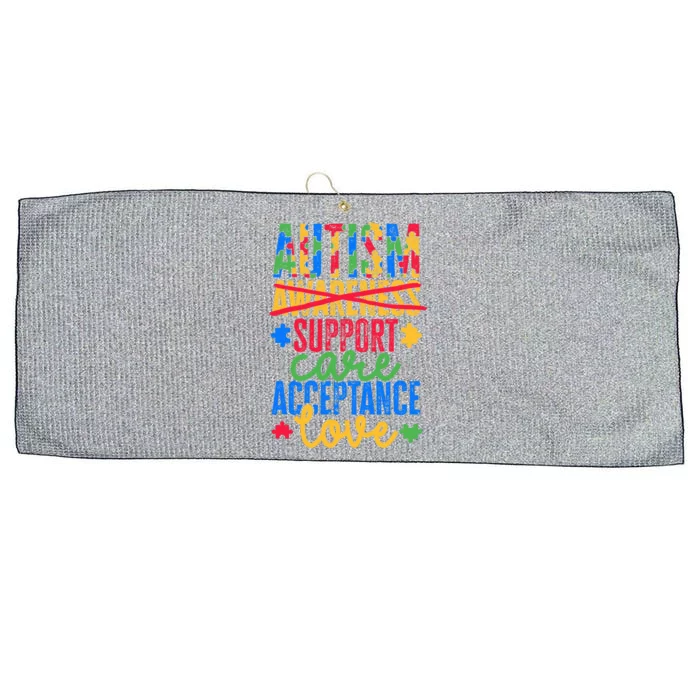 Not Only Autism Awareness But Support Care Acceptance Love Gift Large Microfiber Waffle Golf Towel