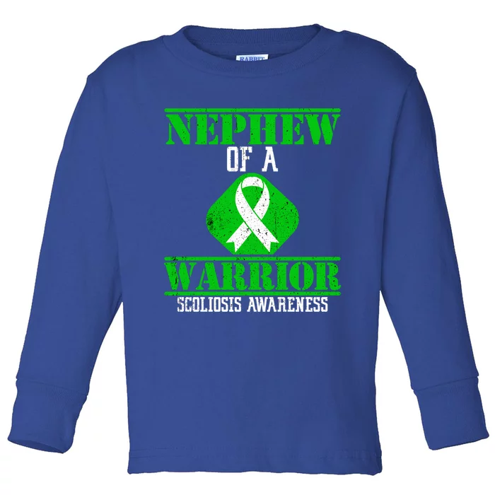 Nephew Of A Scoliosis Warrior Vintage Scoliosis Awareness Gift Toddler Long Sleeve Shirt