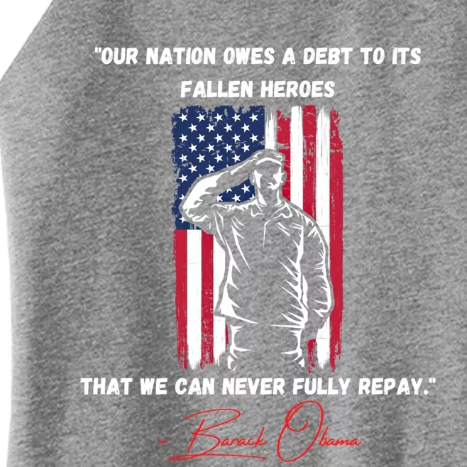 Nation Owes A Debt Memorial Day Fallen Heroes Flag Obama Meaningful Gift Women’s Perfect Tri Rocker Tank