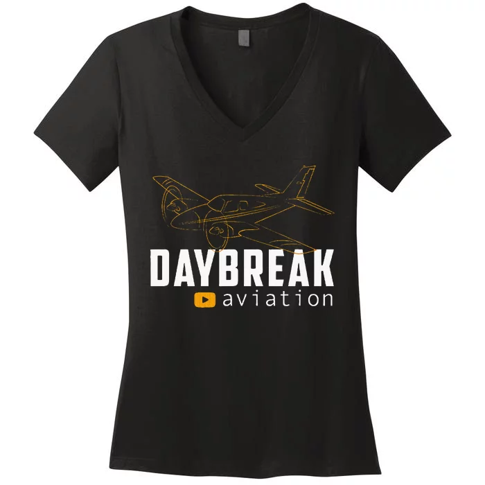 New Outline Airplane Pilot Women's V-Neck T-Shirt