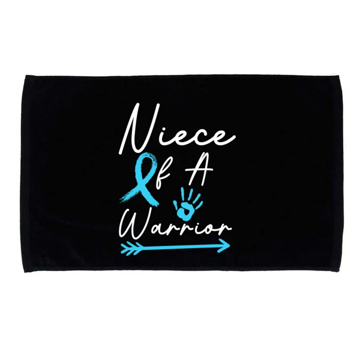 Niece Of A Warrior Prostate Cancer Light Blue Handprint Gift Microfiber Hand Towel