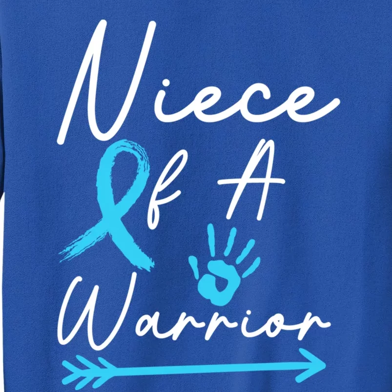 Niece Of A Warrior Prostate Cancer Light Blue Handprint Gift Tall Sweatshirt