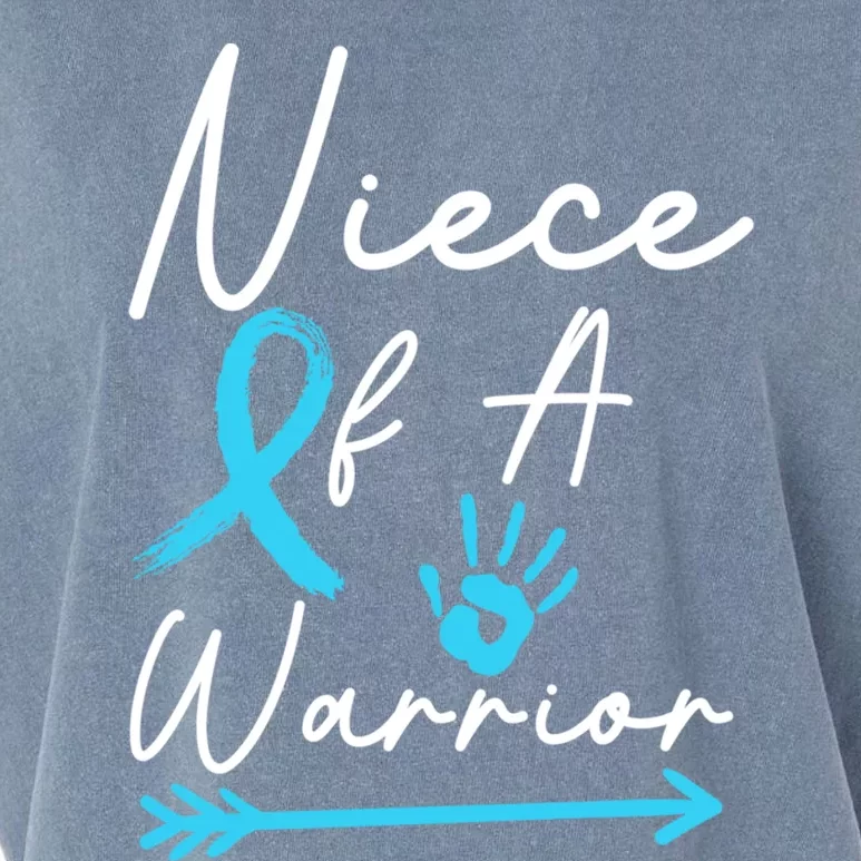 Niece Of A Warrior Prostate Cancer Light Blue Handprint Gift Garment-Dyed Women's Muscle Tee