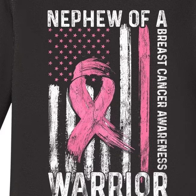 Nephew Of A Warrior Graphic Breast Cancer Awareness Month Baby Long Sleeve Bodysuit