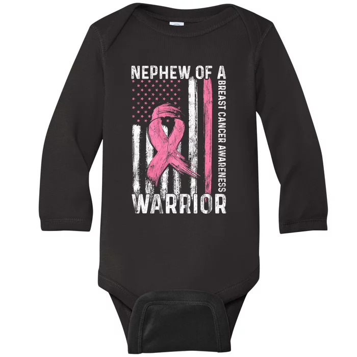 Nephew Of A Warrior Graphic Breast Cancer Awareness Month Baby Long Sleeve Bodysuit