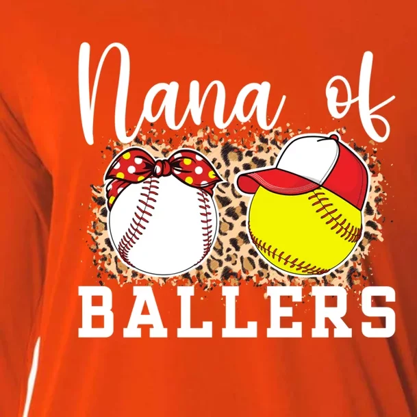 Nana Of Ballers Leopard Softball Baseball Nana Grandma Gift Cooling Performance Long Sleeve Crew