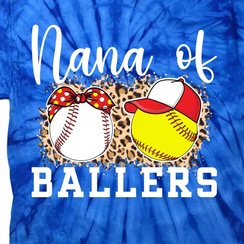 Nana Of Ballers Leopard Softball Baseball Nana Grandma Gift Tie-Dye T-Shirt