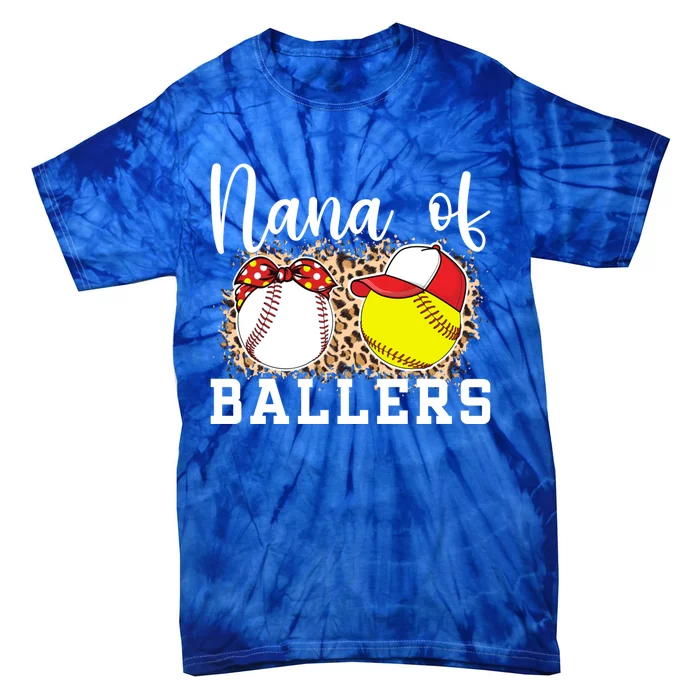 Nana Of Ballers Leopard Softball Baseball Nana Grandma Gift Tie-Dye T-Shirt