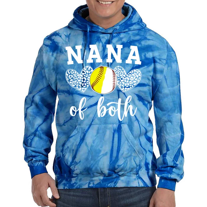 Nana Of Both Baseball Softball Nana Of Ballers Meaningful Gift Tie Dye Hoodie