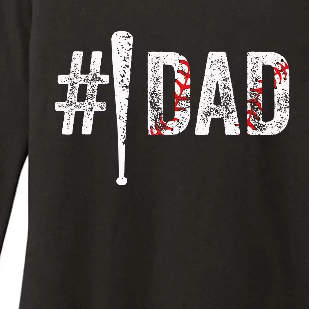 Number One Baseball Dad For Fathers Day 1 Daddy Womens CVC Long Sleeve Shirt