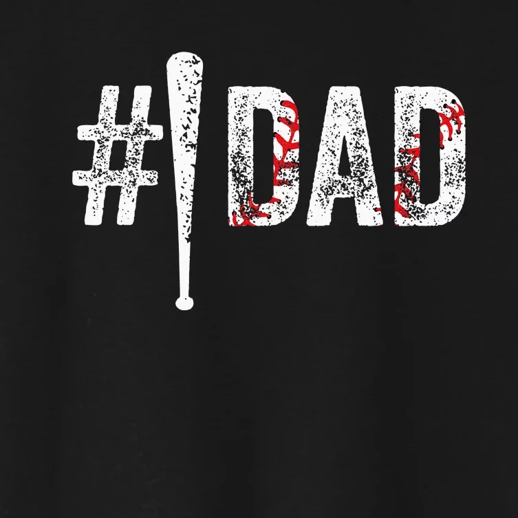 Number One Baseball Dad For Fathers Day 1 Daddy Women's Crop Top Tee