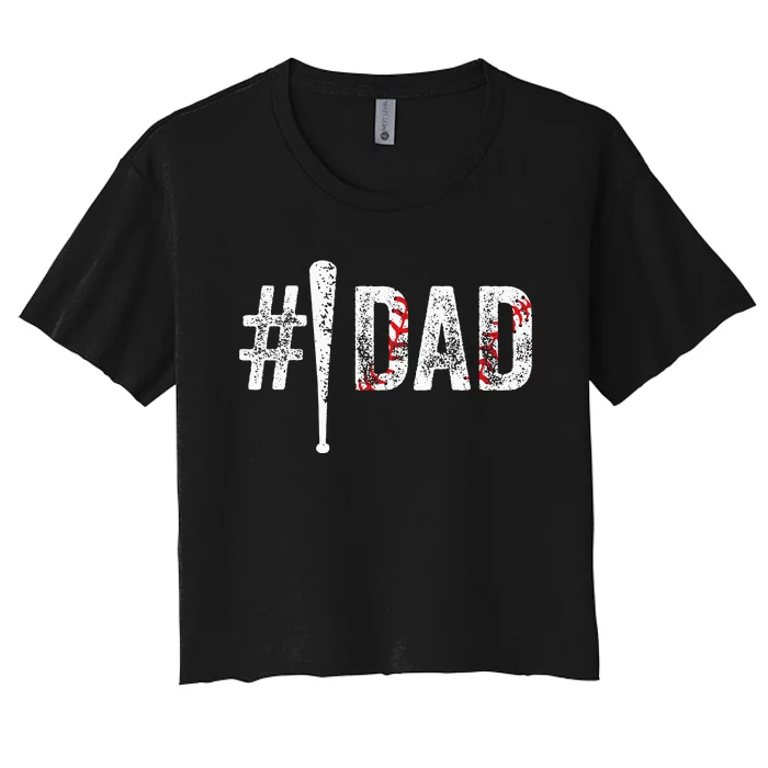 Number One Baseball Dad For Fathers Day 1 Daddy Women's Crop Top Tee