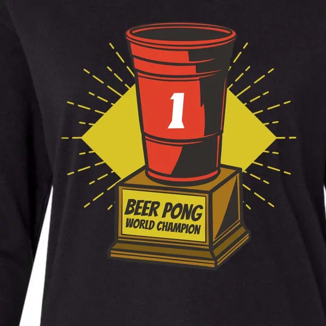 Number One Beer Pong Champion Womens Cotton Relaxed Long Sleeve T-Shirt