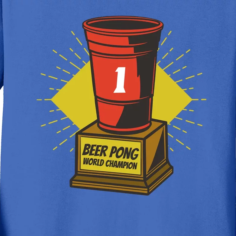 Number One Beer Pong Champion Kids Long Sleeve Shirt