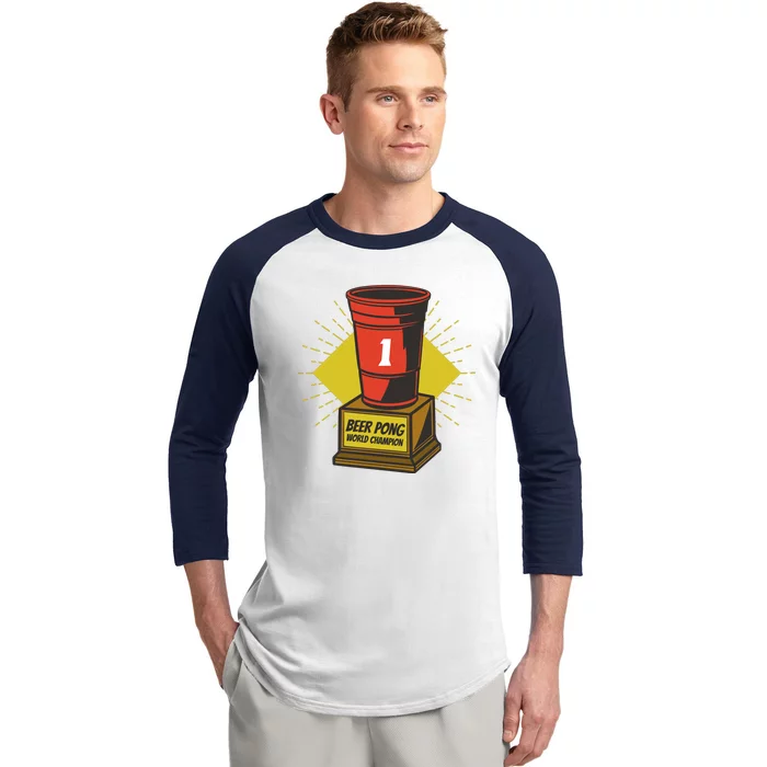 Number One Beer Pong Champion Baseball Sleeve Shirt