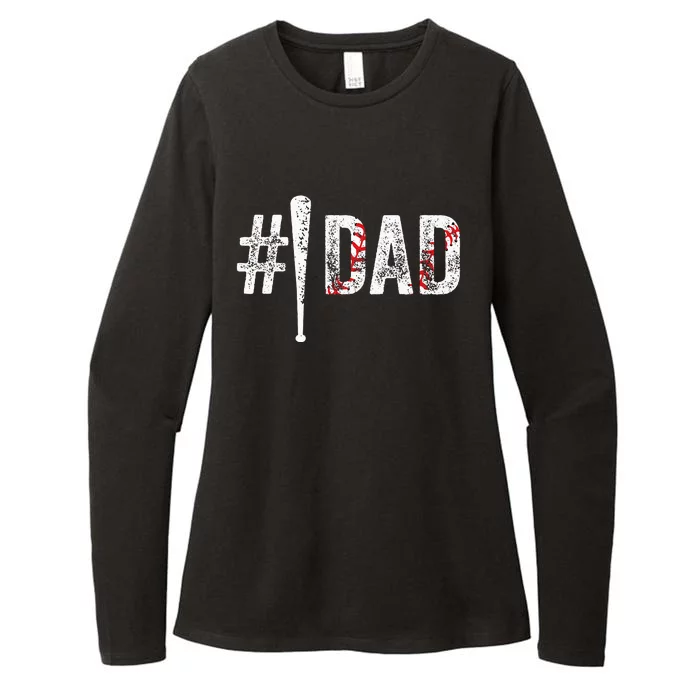 Number One Baseball Dad for Fathers Day 1 Daddy Womens CVC Long Sleeve Shirt