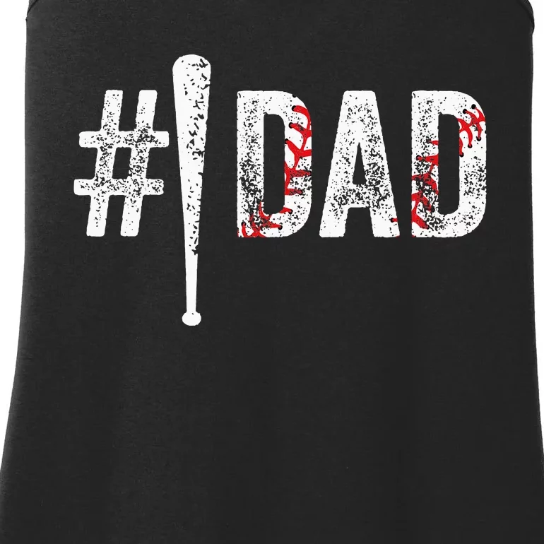 Number One Baseball Dad for Fathers Day 1 Daddy Ladies Essential Tank