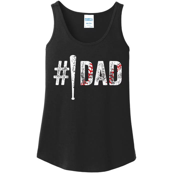 Number One Baseball Dad for Fathers Day 1 Daddy Ladies Essential Tank