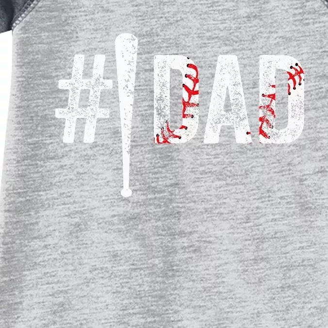 Number One Baseball Dad for Fathers Day 1 Daddy Infant Baby Jersey Bodysuit