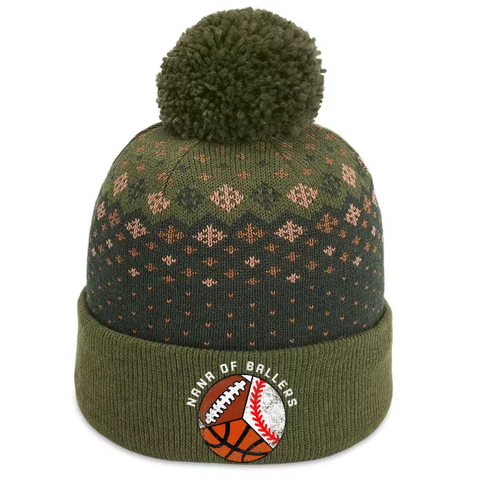 Nana Of Ballers Funny Baseball Basketball Football Nana The Baniff Cuffed Pom Beanie