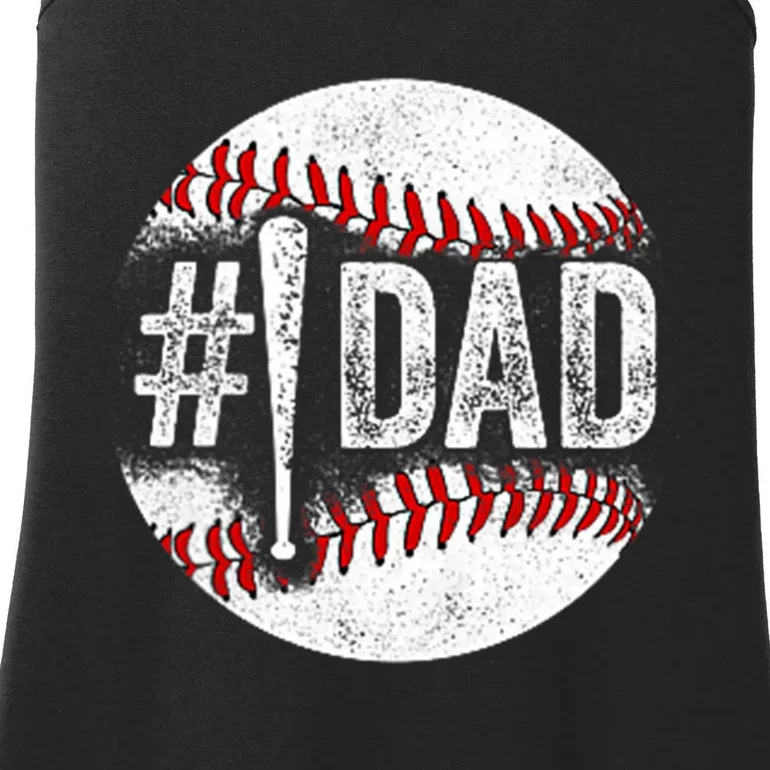 Number One Baseball Dad For Fathers Day Ladies Essential Tank