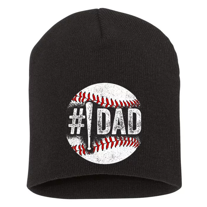 Number One Baseball Dad For Fathers Day Short Acrylic Beanie