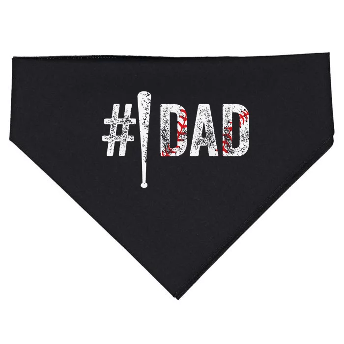 Number One Baseball Dad Funny Fathers Day Gift For Daddy USA-Made Doggie Bandana