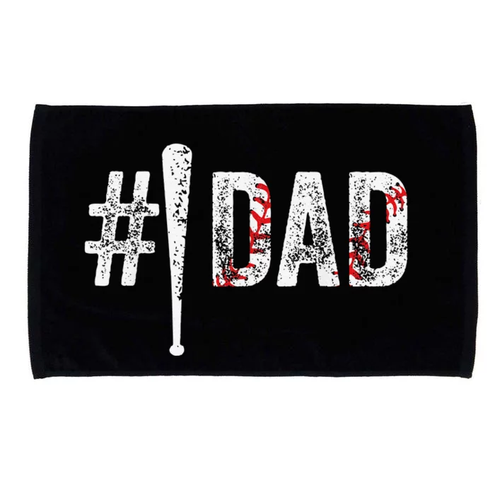 Number One Baseball Dad Funny Fathers Day Gift For Daddy Microfiber Hand Towel