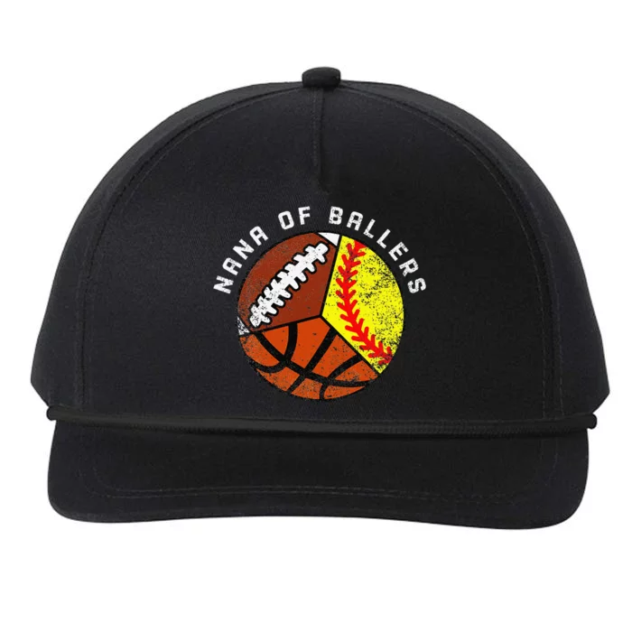 Nana Of Ballers Funny Softball Basketball Football Nana Snapback Five-Panel Rope Hat