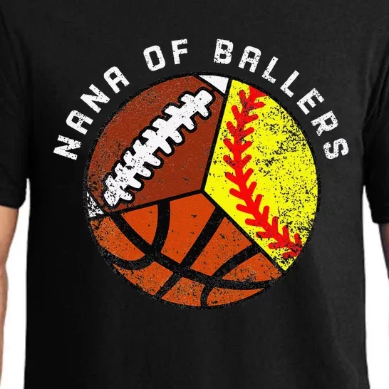 Nana Of Ballers Funny Softball Basketball Football Nana Pajama Set